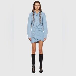 Off-White Blue Twisted Denim Minidress